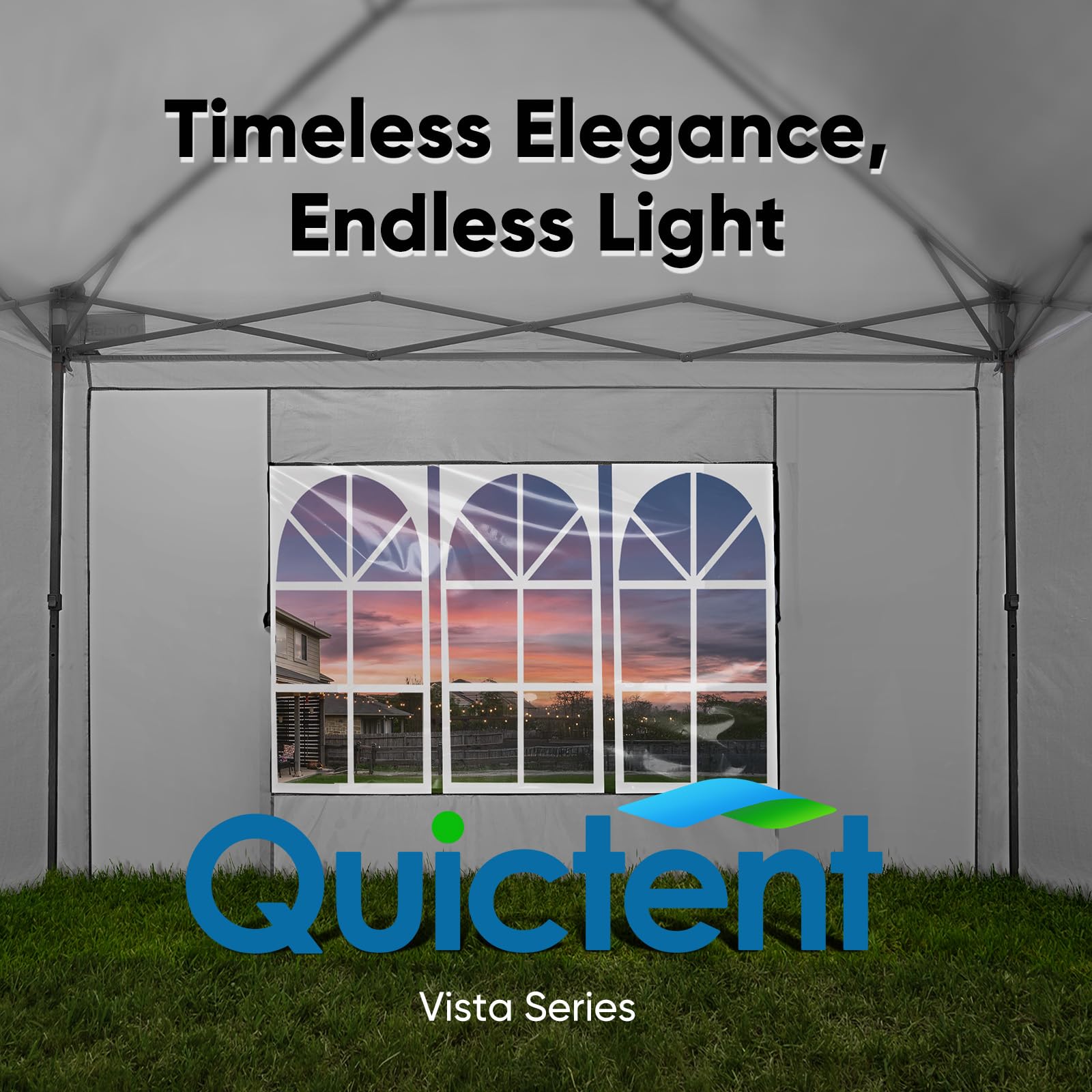 Quictent Pop Up Canopy Gazebo with Removable Sidewalls, Adjustable Height Event Shelter, 3x3m (10x10ft) Portable Tent for Garden Party, Camping, White