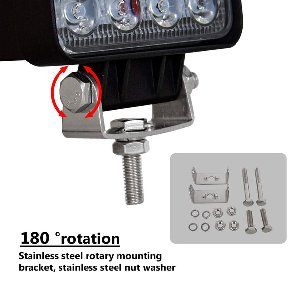 RIGIDON 2 Pcs Square Led Work Light, 4 inch 48W Spot Beam, 12V 24V Driving Lights Lamp for Car Off road Boat Truck 4x4 SUV ATV Tractors Excavator, 6000K White, Fog Lamp