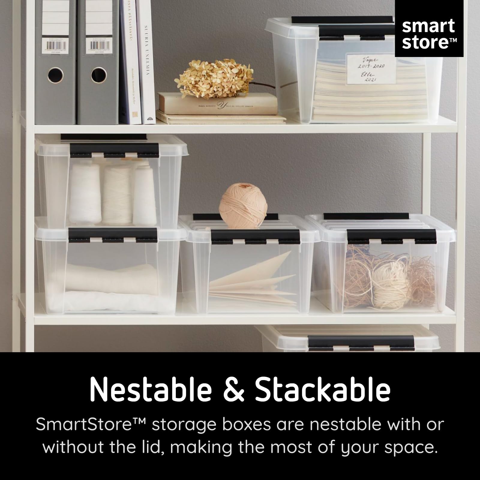 SmartStore 14L Clear Plastic Storage Boxes with Lid, 4 Pack, Reinforced, 10 Year Guarantee, Food Safe, Clip Locked, Stackable and Nestable, BPA Free