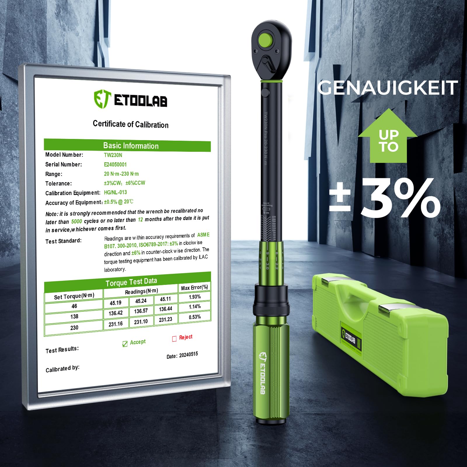 ETOOLAB 1/2 Torque Wrench Dual-Range【20-230Nm/10-170lbf-ft】±3% Precision, 72 Tooth Dual-Direction Adjustable Torque Wrench for Bicycle, Moto, Car Maintenance—3pcs