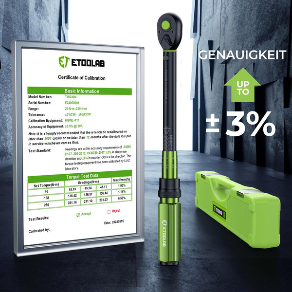 ETOOLAB 1/2 Torque Wrench Dual-Range【20-230Nm/10-170lbf-ft】±3% Precision, 72 Tooth Dual-Direction Adjustable Torque Wrench for Bicycle, Moto, Car Maintenance—3pcs