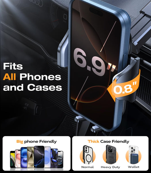 2025 BEST [Rally Racing-Grade] Car Phone Holder for Cars [88+LBS Strongest Suction] 3In 1 Dashboard Windscreen Vent Mobile Phone Holder for Car [Big phone & Thick Case Friendly] for iPhone Samsung