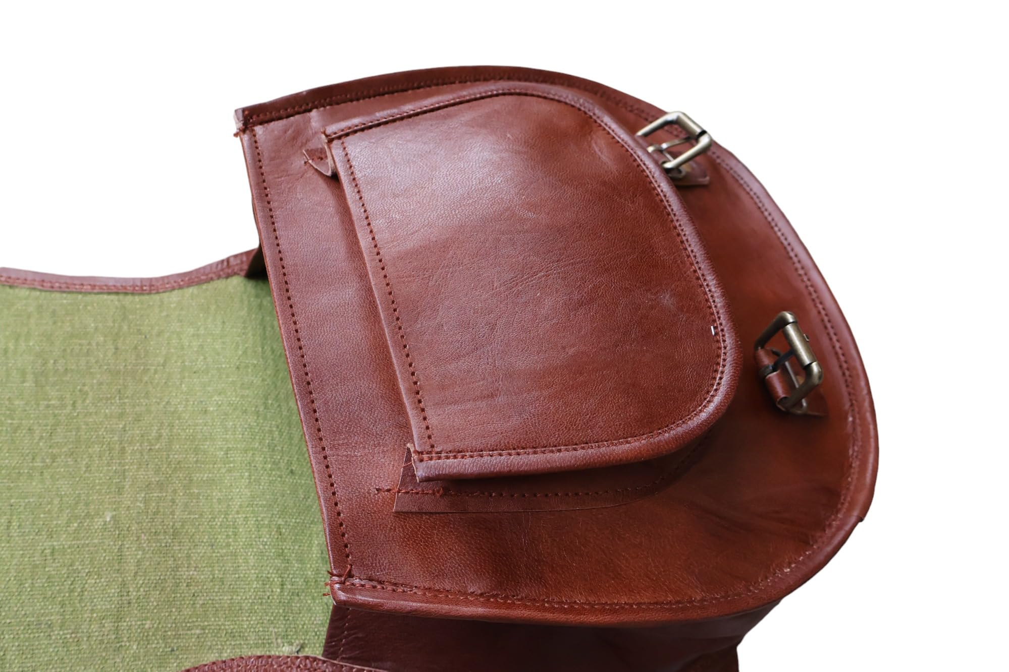 american blue Set of 2 Leather Bike Saddle Bag Panniers Cycling Tool Bag for Travel with Adjustable Straps, Leather Bike Bag