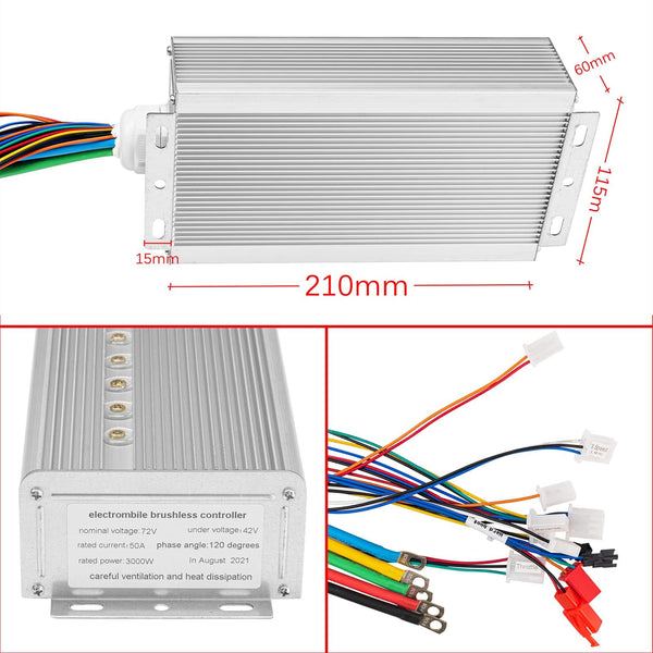 Kunray 48V 2000W Electric Go Kart Motor 4300RPM Electric Motor Kit High Speed Brushless DC Motor with 3 Speed Twist Throttle, Electric Dirt Bike Motor, for Scooter Motorcycle DIY Part (No Bracket)