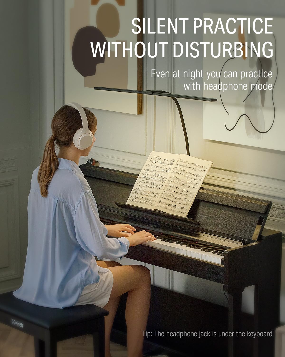 Donner DDP-60 88 Key Digital Piano for Beginner, Electric Keyboard with Velocity-Sensitive Keys, 128 Voices, 83 Rhythms, 8 Reverb Effects, 5 Strength Curves, Auto Chord, Gray