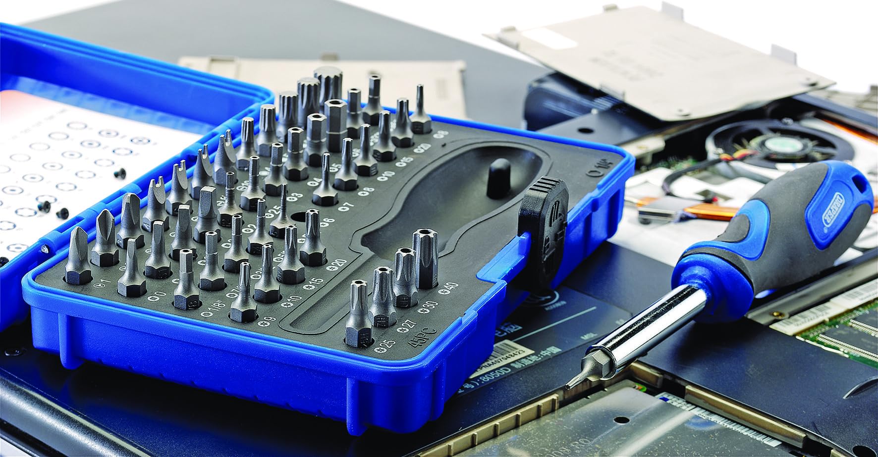 Draper 45 Piece Security Screwdriver Set | Magnetic Precision Driver Kit | 25mm 1/4" Bits | Soft Grip Hand Tools Set | Heavy- Duty Storage Case | 82399