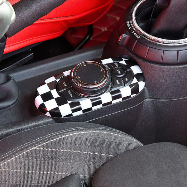 ABS Plastic Center Console Multimedia Gear Shift Panel Frame Trim Cover for Mini Cooper F55 Hardtop F56 Hatchback F57 Convertible 2014~2020 (Union Jack Gray)