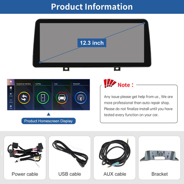 Road Top 12.3" Ultra-Narrow Touchscreen Wireless Carplay for BMW 1 & 2 Series F20/F21/F22 2013-2015 Year, Car Stereo Multimedia Radio Receiver, Support Wireless Android Auto, Mirrorlink