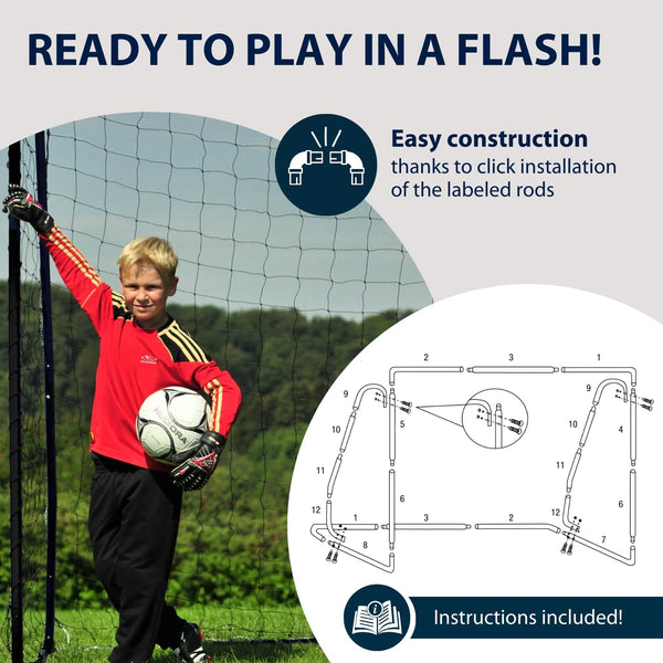 HUDORA Soccer Goal XXL - Large Football Goal for Kids & Adults - Weatherproof & sturdy football goal with tight net for home use - Premium Outdoor