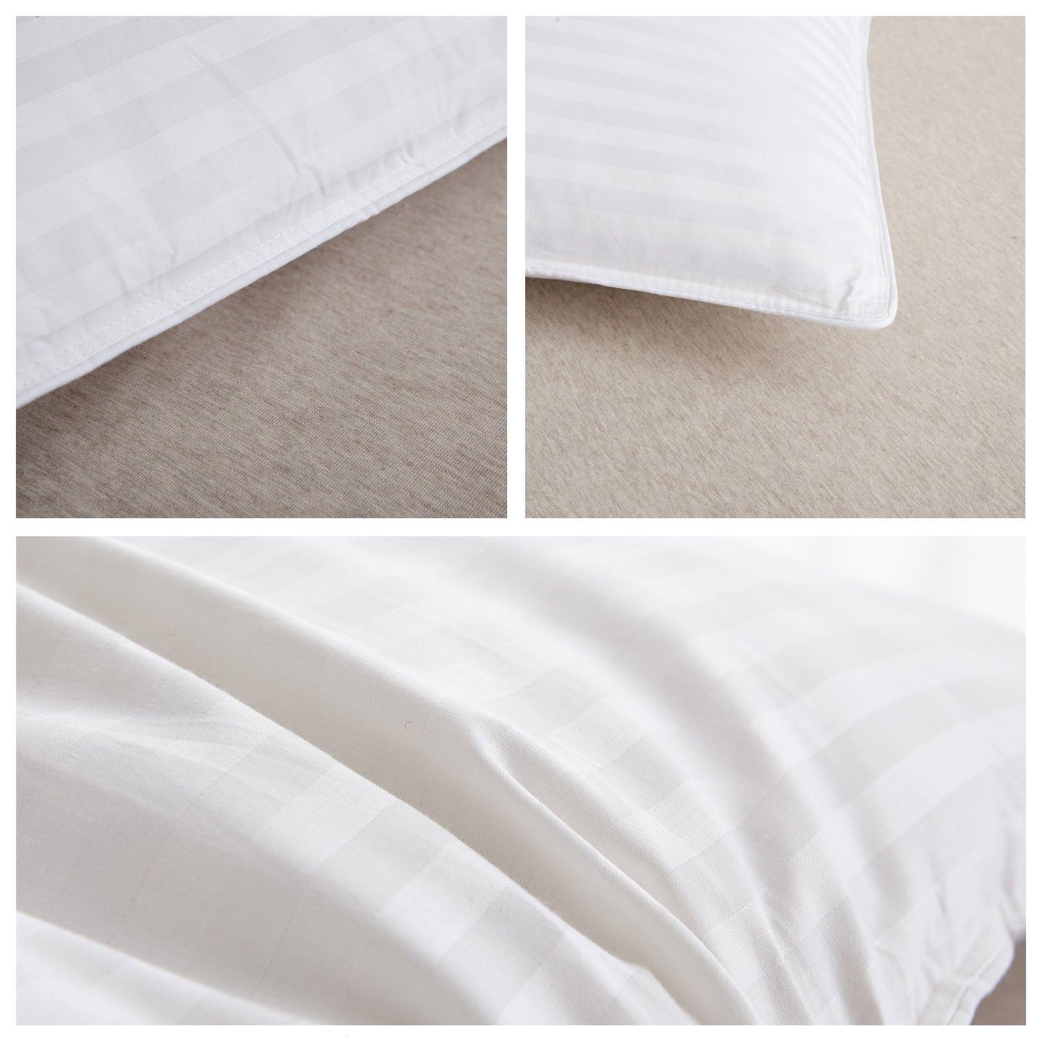 HOMEFOUCS Luxury Feather and Down Pillows, pack of 2 100% Cotton Shell, Soft Hotel Quality Pillows (40% Down)