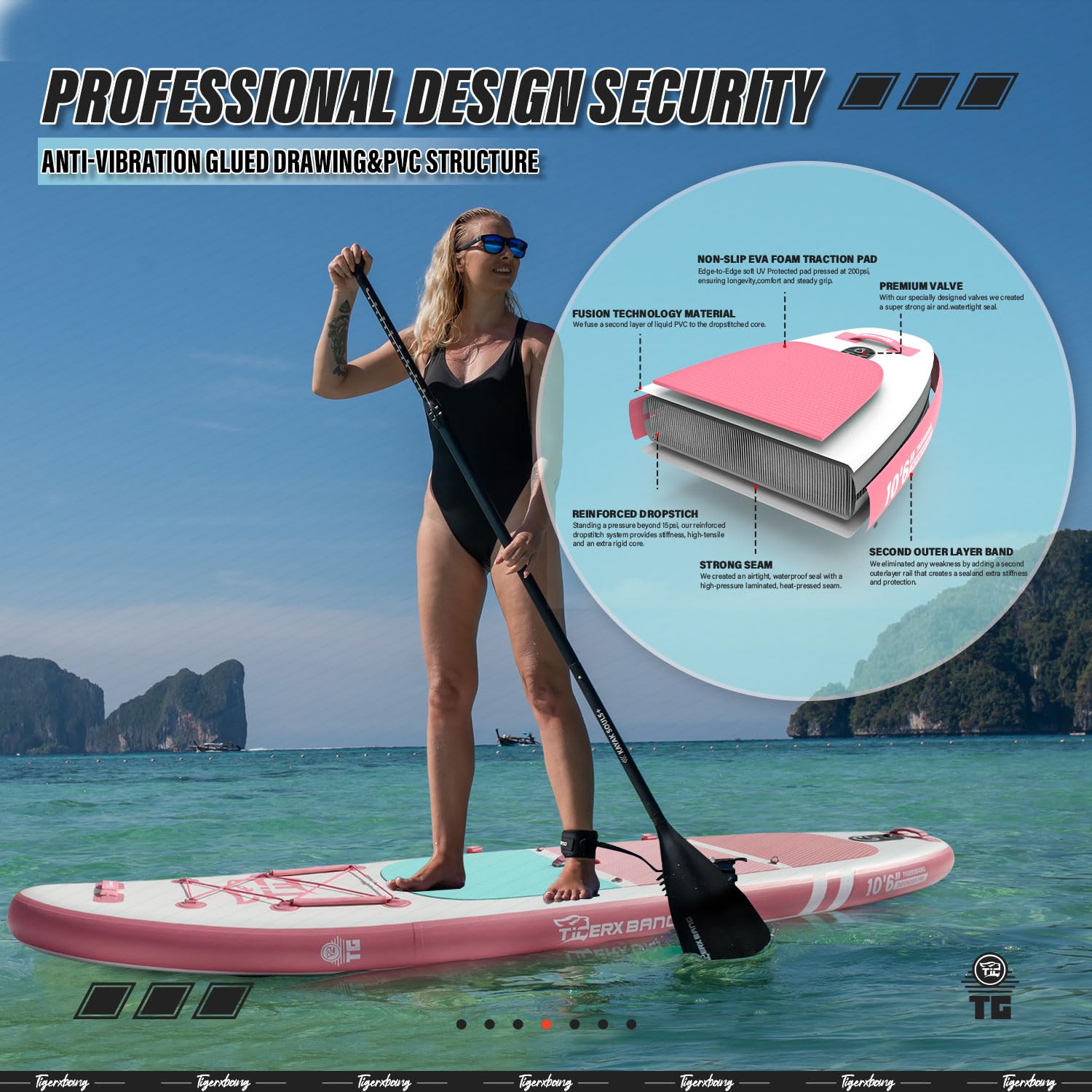TIGERXBANG Stand Up Paddle Boards 10'6" x 32" x 6"丨10' x 31" x 6" with Premium SUP Board Accessories, Inflatable Paddle Boards for Adults/Kids Stand Up PaddleBoarding