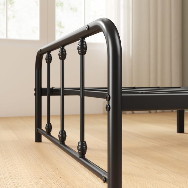 ZINUS Florence 3ft Single Bed Frame 90x190cm, Metal Platform Bed with Headboard and Footboard, Strong Steel Slat Support, Large Storage Space, Easy Assembly, Black