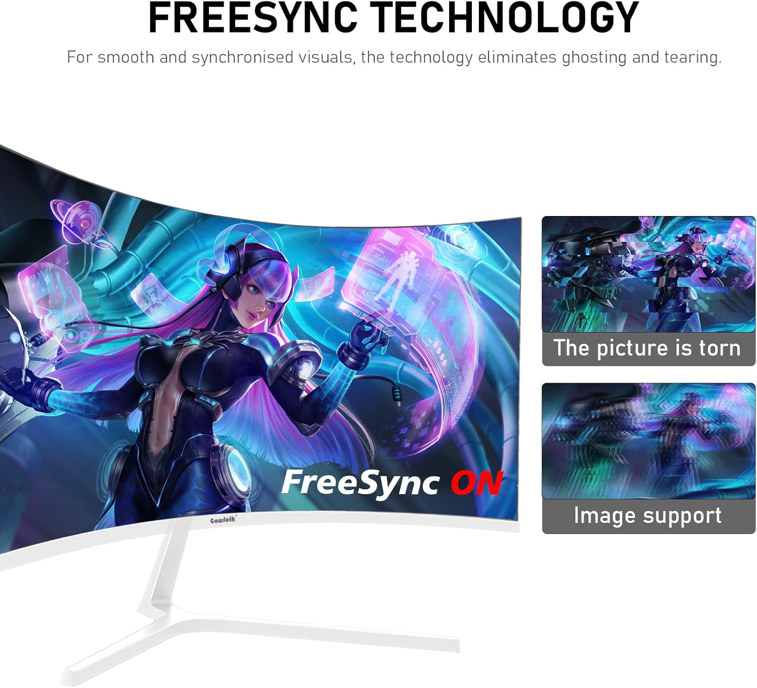 Gawfolk 34 Inch Ultrawide Curved 144Hz Gaming Computer Monitor 1500R PC Screen 21:9 UWQHD (3440x1440),Adaptive Sync,178° Viewing Angle,Display Port、HDMI 2.0, VESA75x75MM-Black