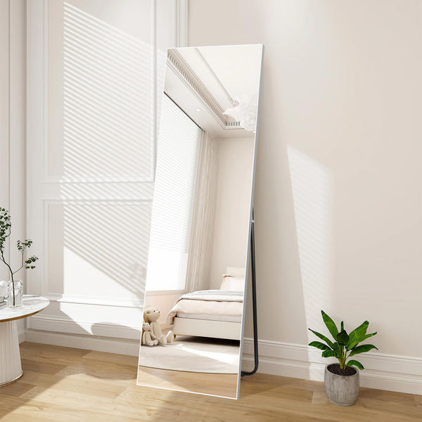 Hoikwo Full Length Mirrors 59x16 inches,Standing Mirror 150x41cm with White Frame for Bedroom, Living Room or Bathroom