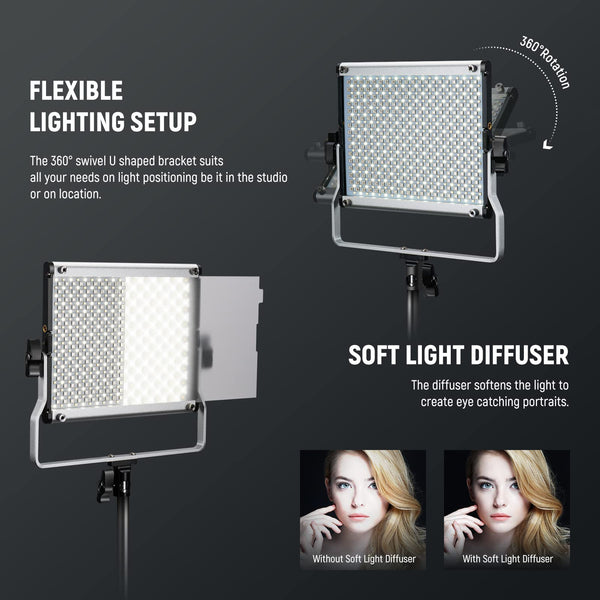 NEEWER Upgraded 660 PRO II RGB LED Video Light with App Control & Tripod Stand Kit, 2 Pack 50W/1% Min Dimming/CRI97+/3200~5600K Key Lighting for Game Streaming YouTube Recording Studio Photography