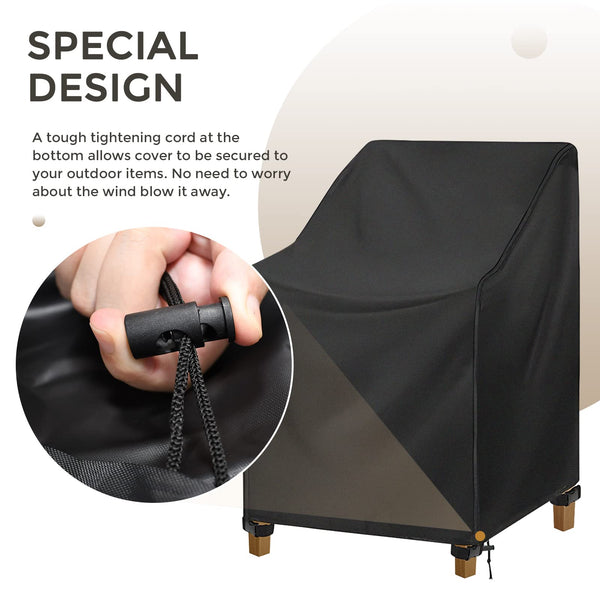widesmile Garden Chair Cover Patio Stacking Chair Cover Waterproof 420D Oxford Fabric Outdoor Protective Cover for Stackable Chairs Anti-UV