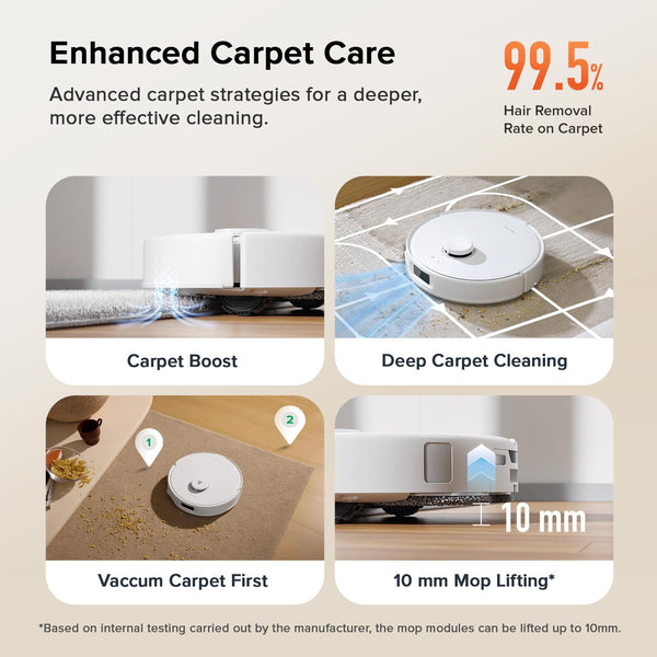 roborock Qrevo Curv S5X Robot Vacuum and Mop, 18500 Pa, Zero-Tangling System, FlexiArm Side Brush&Mop, 75°C Hot Water Mop Washing, Intelligent Dirt Detection, Self-Cleaning Multifunctional Dock 3.0