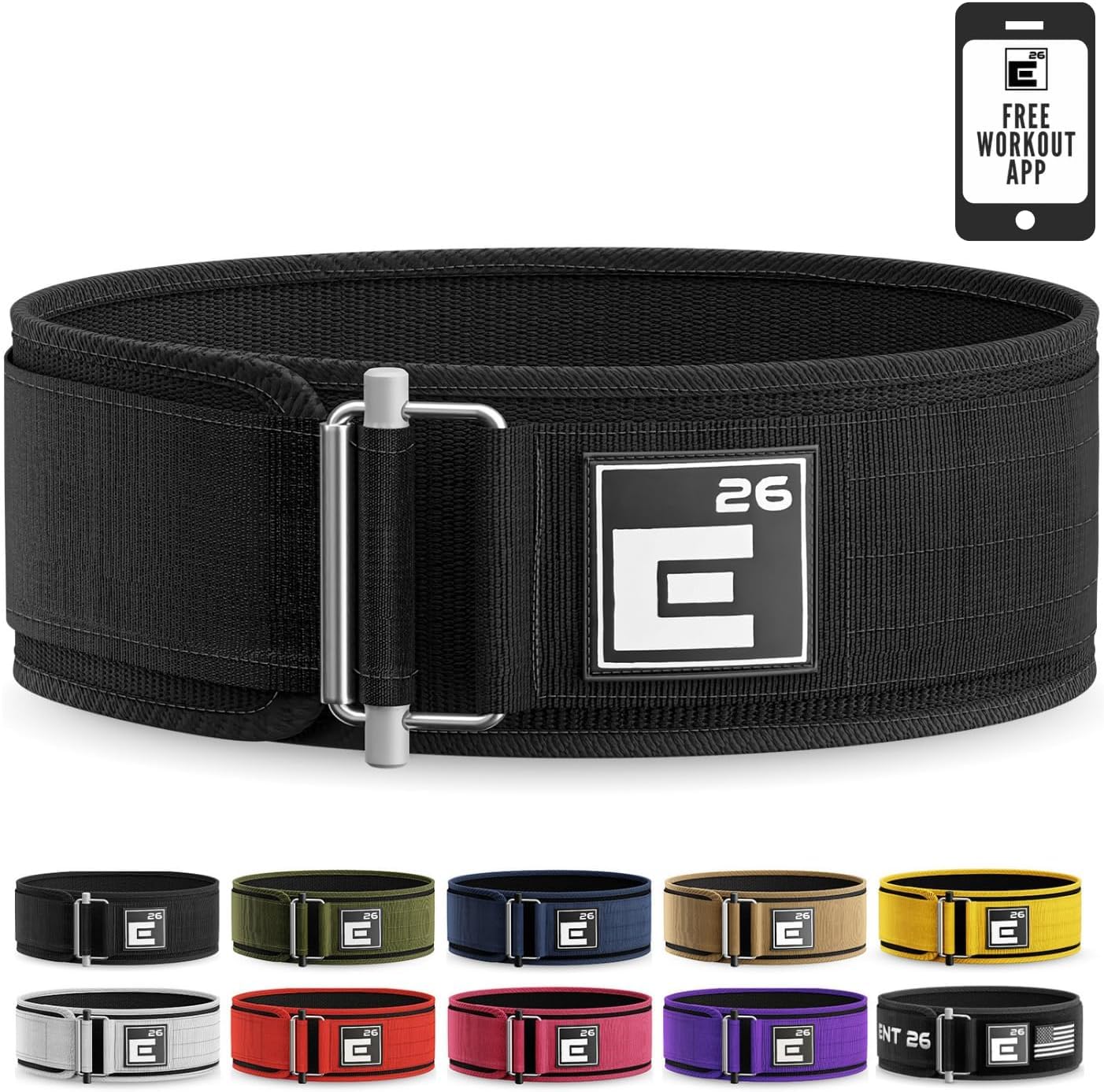 Element 26 Self-Locking Weight Lifting Belt Premium Weightlifting Belt for Serious Functional Fitness,Olympic Lifting Athletes Lifting Support