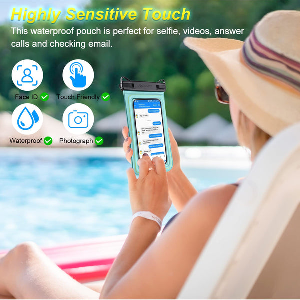 Floating Waterproof Phone Pouch, IPX8 Universal Waterproof Phone Case for Swimming Dry Bag Underwater for iPhone 16 Pro Max 15 Pro 14 Samsung S25 S24 S23 Ultra Huawei Xiaomi etc, Up to 6.9"