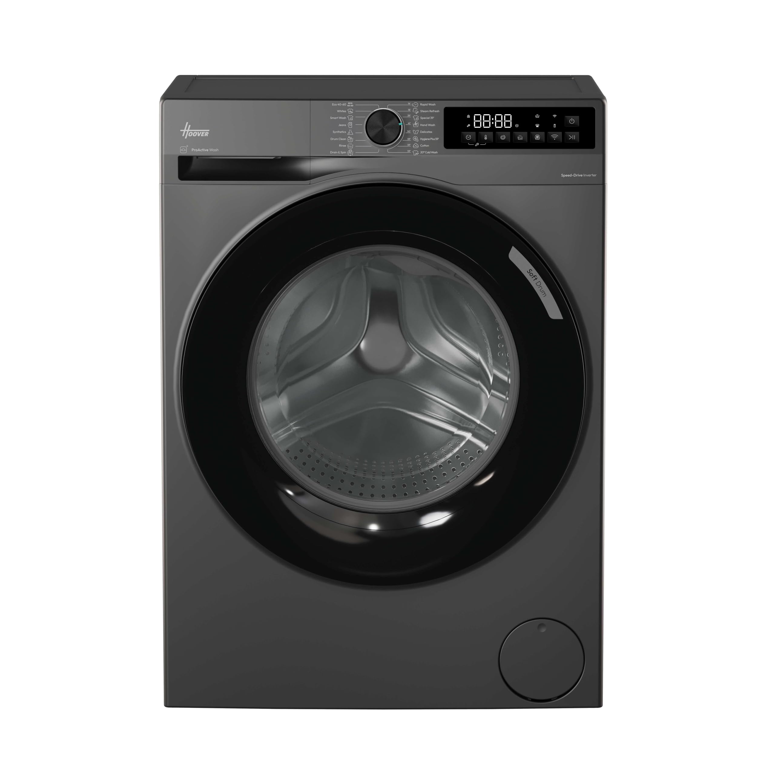 Hoover H-WASH 350 9kg Freestanding Washing Machine, 1400 RPM, A Rated, ECO-Power Inverter Motor, hOn App, 60 Programmes, Eco Doser, Power Care System, Graphite, 60x54x85 cm - H3WPS496TAMBR680