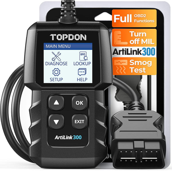 TOPDON AL300, OBD2 Scanner Code Reader, car Auto Diagnostic Tool with Full OBD2 Functions, Engine Fault Code Reader CAN Scan Tool, HD LCD Display Screen, for Cars After 1996