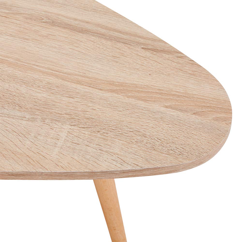 GOLDFAN Triangle Solid Wood Coffee Table Set Nest of 2 Tables Modern Sofa Coffee Side Table for Living Room Office Furniture