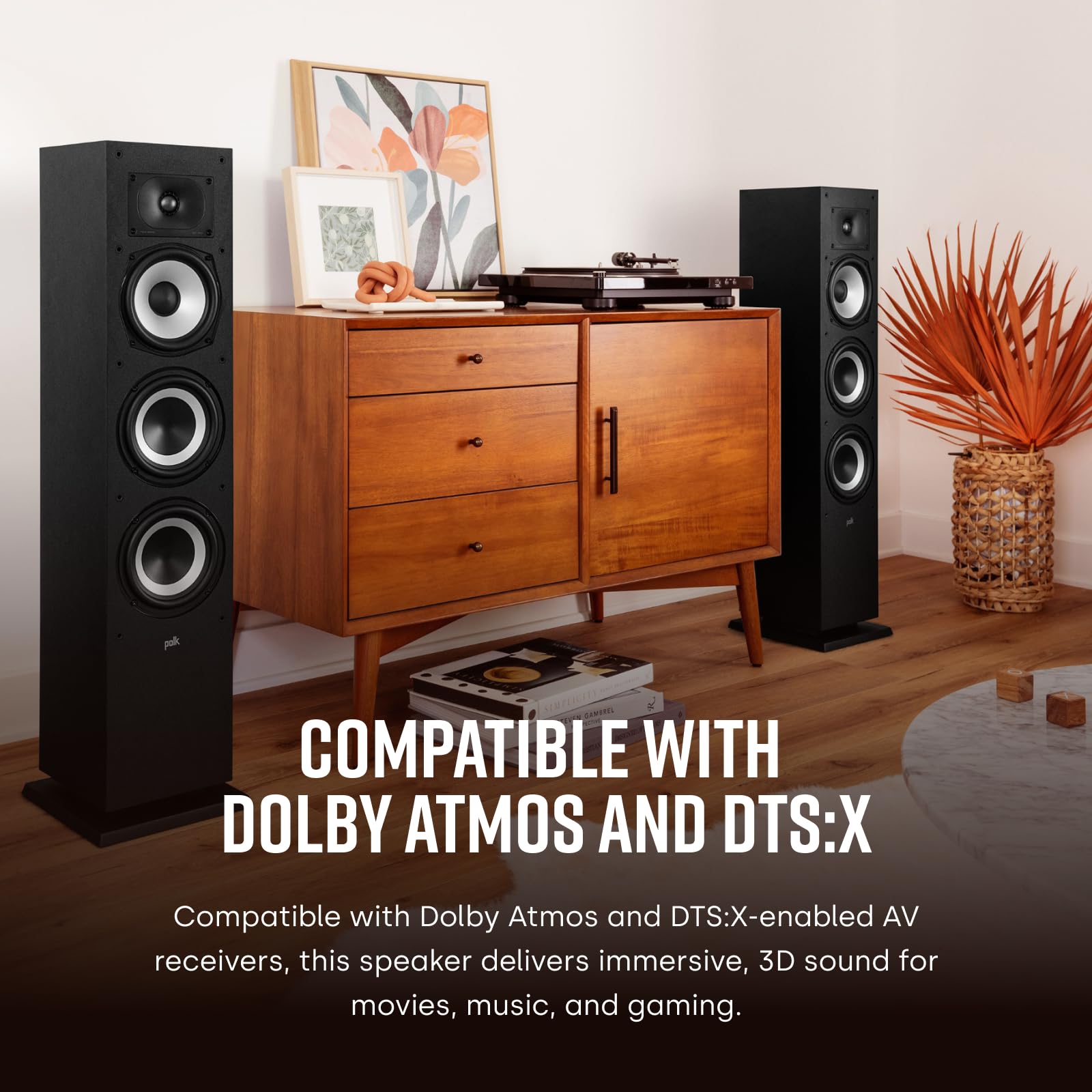 Polk Audio Polk Monitor MXT60 Compact Tower Speaker, HiFi and Home Cinema Speaker, Hi-Res Certified, Dolby Atmos and DTS:X Compatible (1 piece)