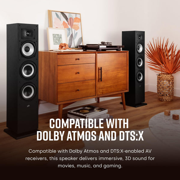 Polk Audio Polk Monitor MXT60 Compact Tower Speaker, HiFi and Home Cinema Speaker, Hi-Res Certified, Dolby Atmos and DTS:X Compatible (1 piece)