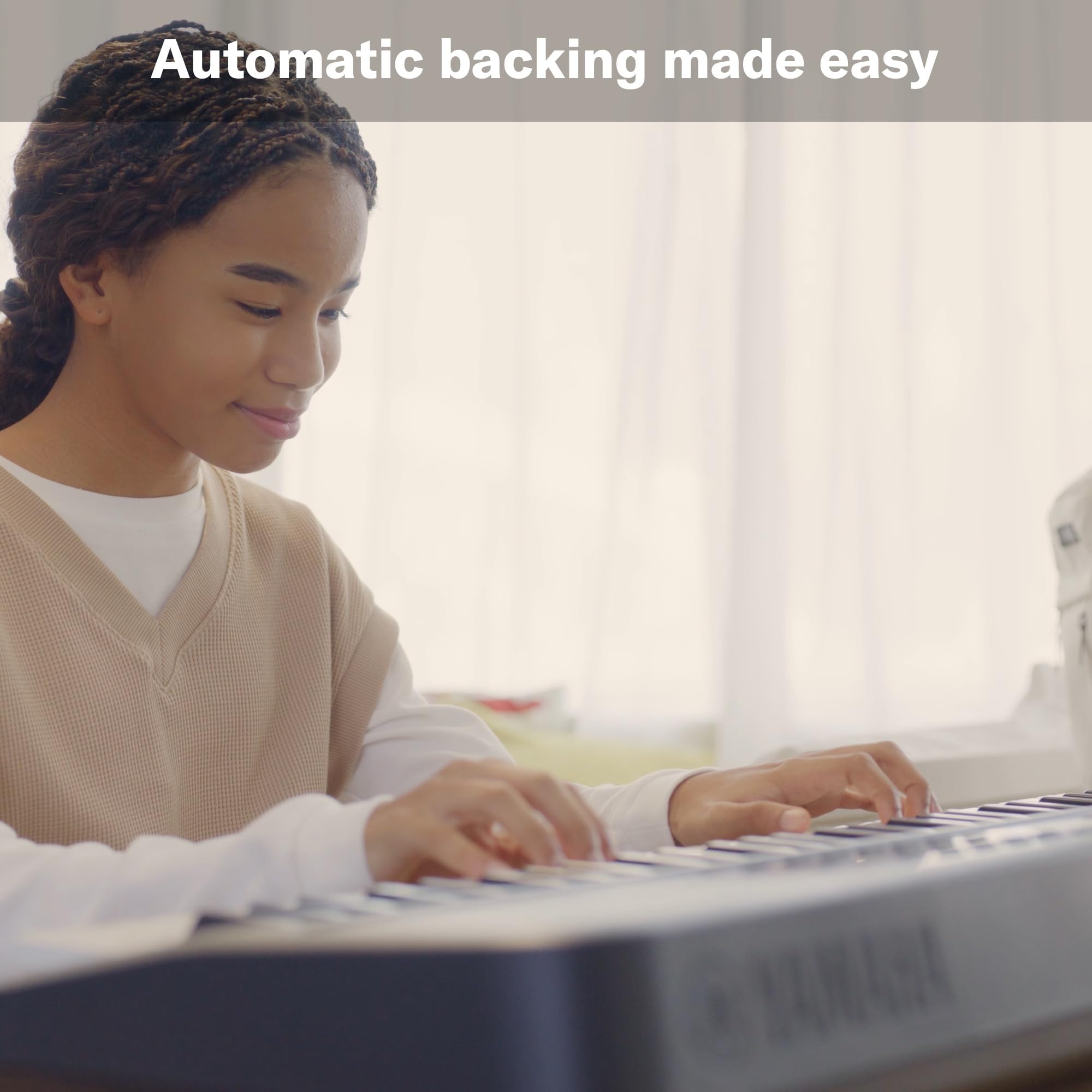 Yamaha PSR-E383 Portable Keyboard for Beginners, 650 Authentic Instrument Voices and Touch-Sensitive Keys with 48-Note Polyphony, Includes 2 Online Lessons with Yamaha Music School Teacher