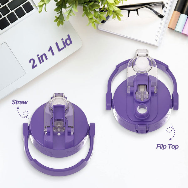 BuildLife Water Bottles with Straw & Flip Cap 2 in 1 Lid - Large Water Bottle with Time Markings BPA Free Leak Proof Wide Mouth Drinks Bottle,2.5 Litre Durable Sports Water Bottle (Black)