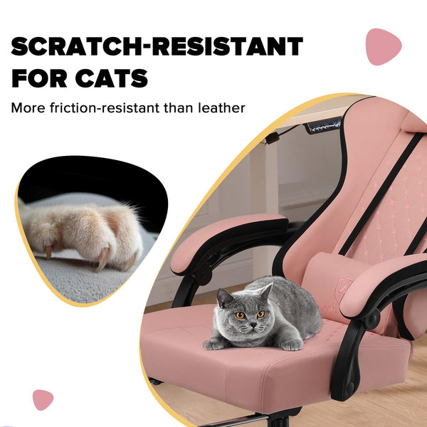 GTPLAYER Fabric Gaming Chair with Footrest, Ergonomic Computer Desk Chair with Pocket Spring Cushion Home Office High Back Support Lumbar Support Heavy Duty Wide