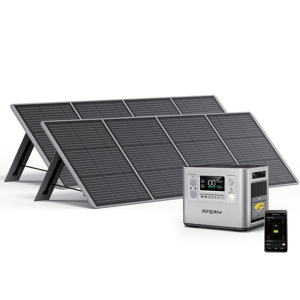 AFERIY Portable Power Station 2400W, 2048Wh Solar Power Station Control Via App, 13 Output Ports, 4 Input Ways, 3x 230V AC Outlets, LiFePO4 Battery, Solar Generator for Travel/Camping/Home Backup