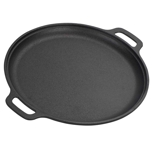 GRANDWISH Cast Iron Skillet Pan, Pre-Seasoned Round Griddle Pan for Pancakes, BBQ, Pizza Pan with Handles (35 cm)