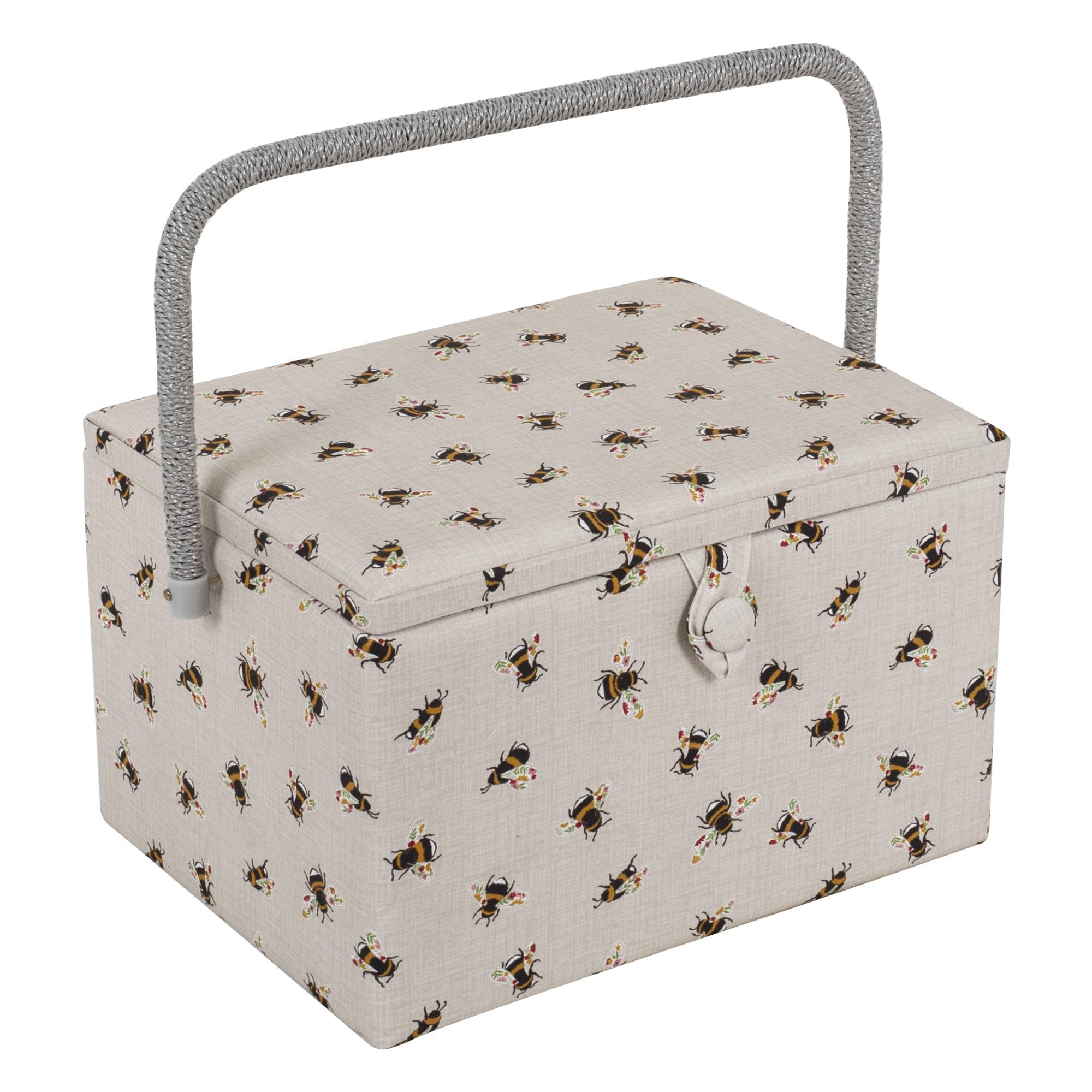 Hobby Gift Exclusive Large Sewing Craft Hobby Storage Box, Accessories Tray Pin Cushion Pocket PVC Handle 23.5 x 31 x 20cm, Bees