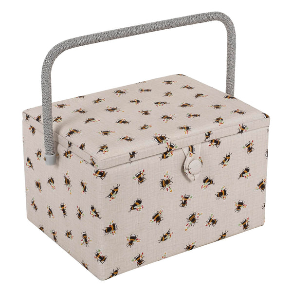Hobby Gift Exclusive Large Sewing Craft Hobby Storage Box, Accessories Tray Pin Cushion Pocket PVC Handle 23.5 x 31 x 20cm, Bees
