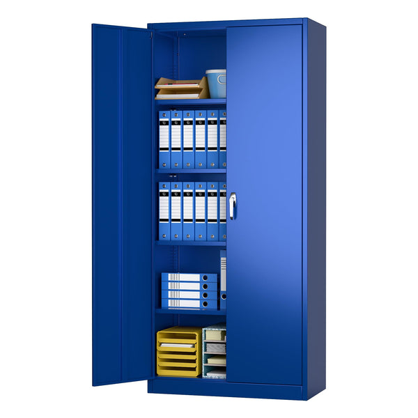 Metal Storage Cabinet with 2 Door and 3 Adjustable Shelves,140X80x40CM Steel Cabinet for Warehouse,Garage,Home,Office,Easy Assemble Required(Black/White)