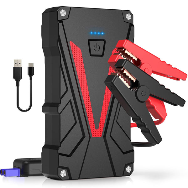6000A Jump Starter Power Pack,12V Car Jump Starter, Portable Car Battery Booster Jump Starter with Jump Leads,Quick Charge,LED Flashlight