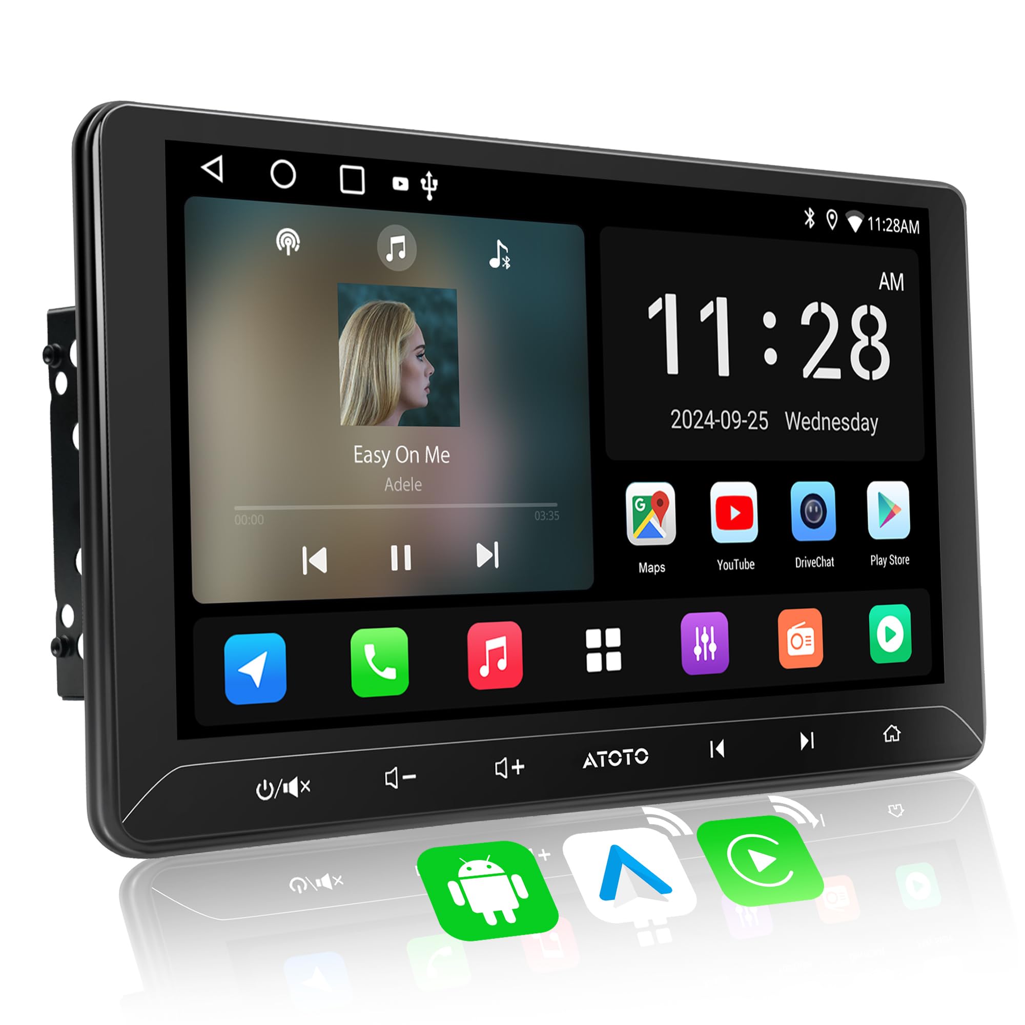 A5L 10.1inch Android Double DIN Car Stereo, WiFi/Bluetooth/USB Tethering, Wireless CarPlay/Android Auto, Touchscreen Car Radio, 24B-EQ DSP, MirrorLink, 2G+32G, FM/RDS, AI Chat, GPS Tracking