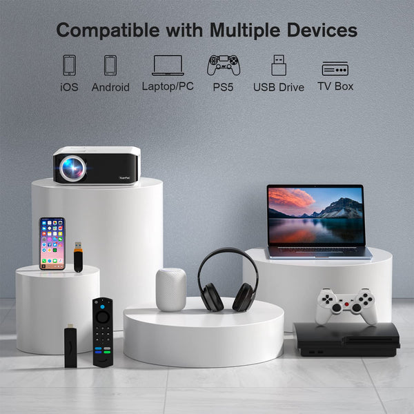 [Official Netflix Certified & Auto Focus] Smart Projector 4K Support, XuanPad Mini Projector for Bedroom, 800 ANSI, Auto Keystone, 3D Stereo Sound WiFi Bluetooth Projector with 360°Adjustable Stand