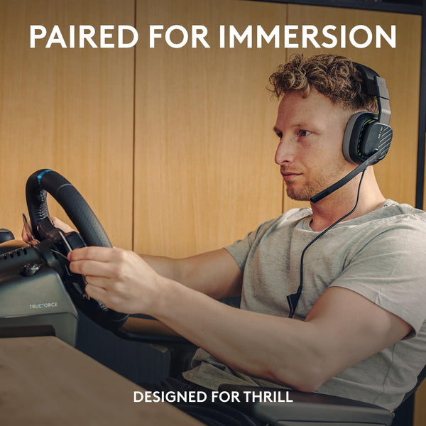 Logitech G G923 Racing Wheel and Pedals, TRUEFORCE up to 1000 Hz Force Feedback, Responsive Driving Design, Dual Clutch Launch Control, Genuine Leather Wheel Cover, for PS5, PS4, PC, Mac - Black