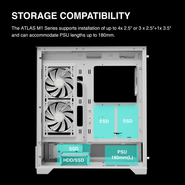 GAMDIAS PC Case, ATX Gaming Mid Tower, No-Hub, Real-time Monitor, Seamless Tempered Glass, Pre-install 3 x 120 mm ARGB PWM Fans, Side Vents Perforated, Black