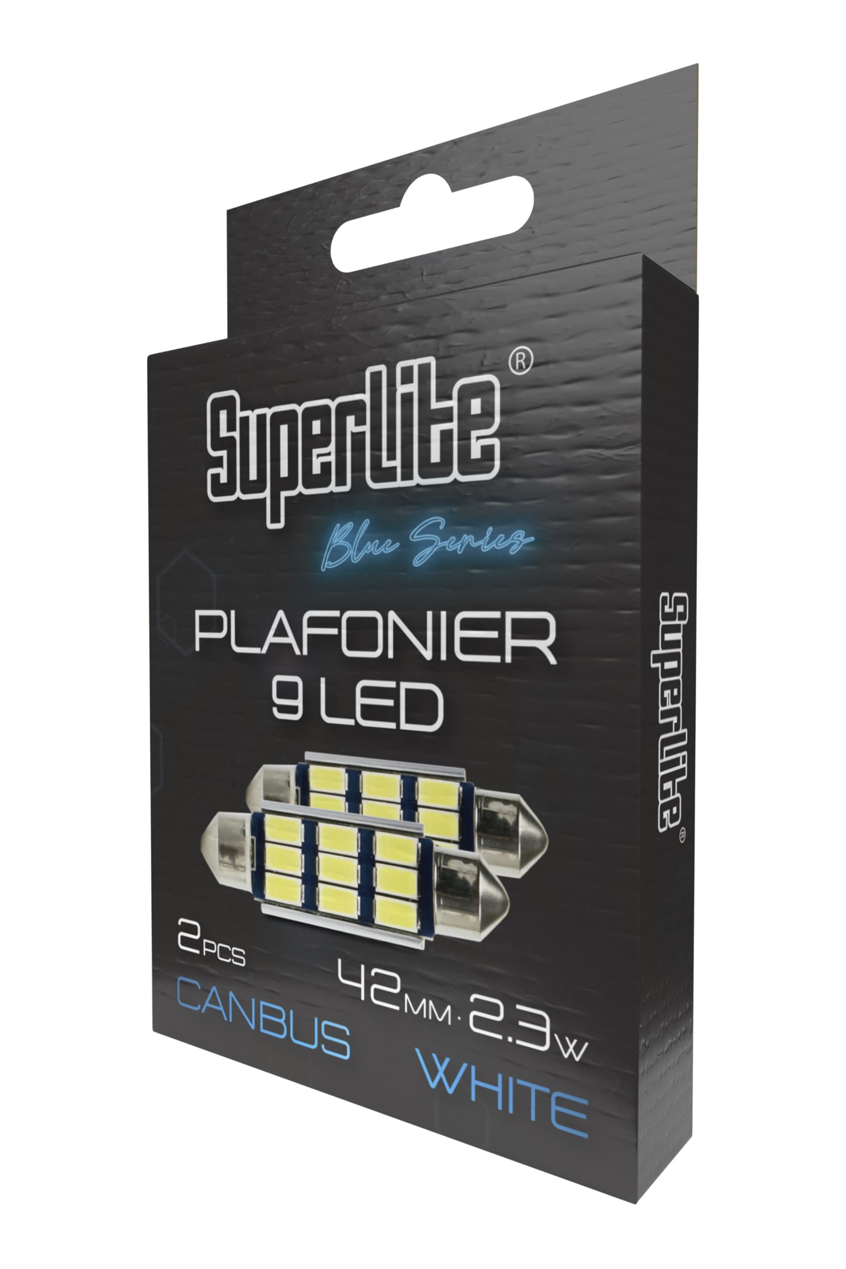 Superlite Set of 2 T10 Bulbs with 18 Leds from the Blue Series range. CanBus Technology and 6500K Colour Temperature. Ideal for Car and Truck.