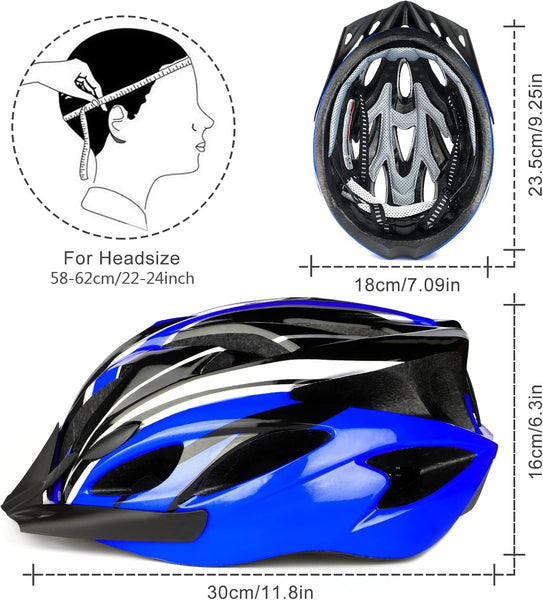 RaMokey Cycle Helmet, Lightweight Bicycle Helmet, Adjustable Mountain & Road Bike Helmets for Adults, 18 Vents with Adjustable Strap & Detachable Visor for Mens Womens(Head Sizes 58-62cm)
