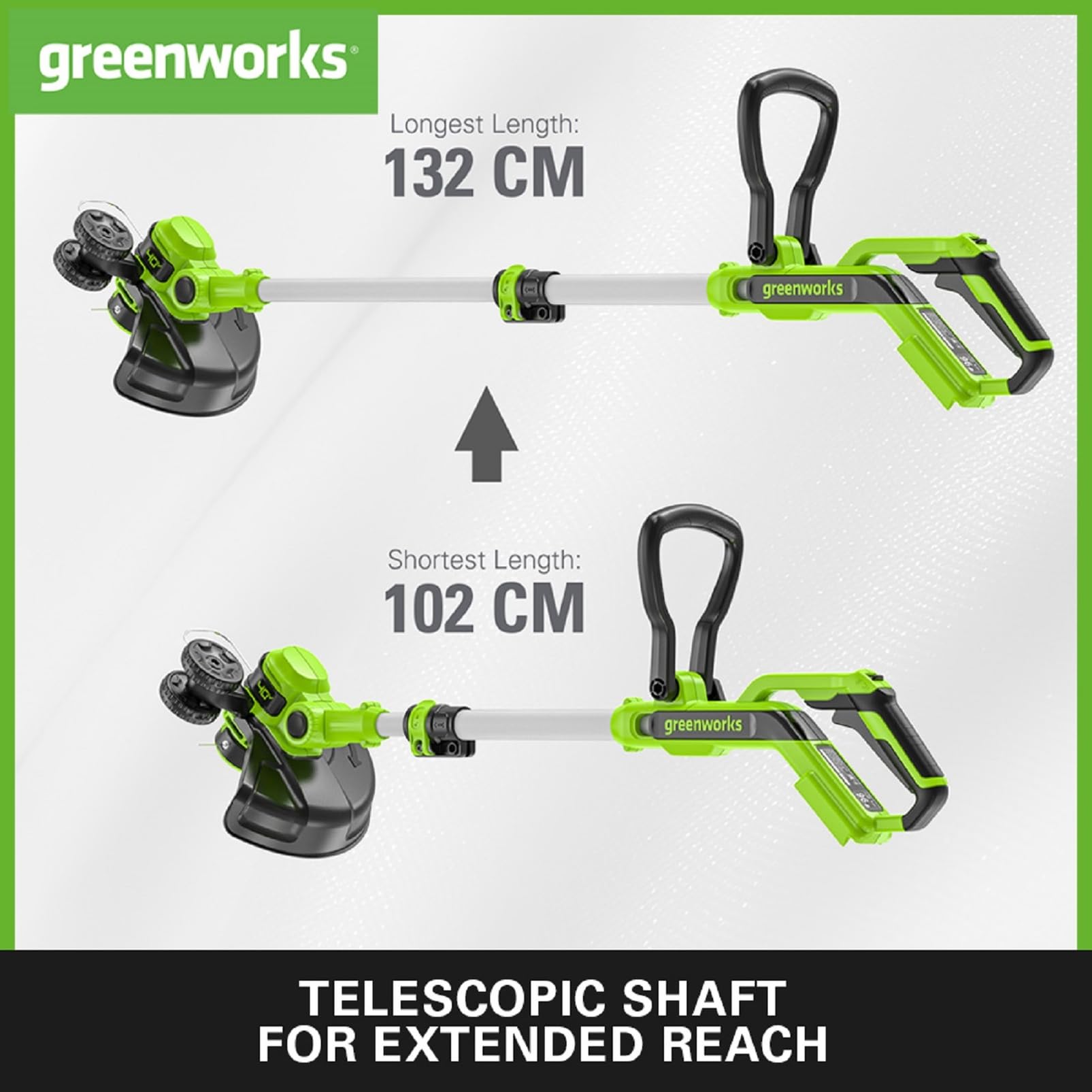 Greenworks 40V Cordless Strimmer Lawn Edger With Wheel For Small To Medium Gardens, 33cm Cutting Width, Autofeed 1.65mm Nylon Line, WITHOUT 40V