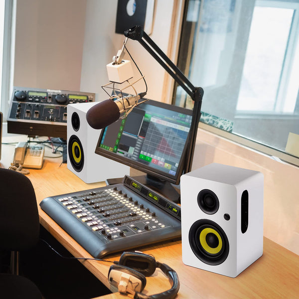 Sanyun SW208 3" Active Bluetooth 5.0 Bookshelf Speakers - 60W Carbon Fiber Speaker Unit - Built-in 24bit DAC - Dynamic 3D Surround Sound - 2.0 Computer PC Monitor Gaming Speakers (Pair, Black)