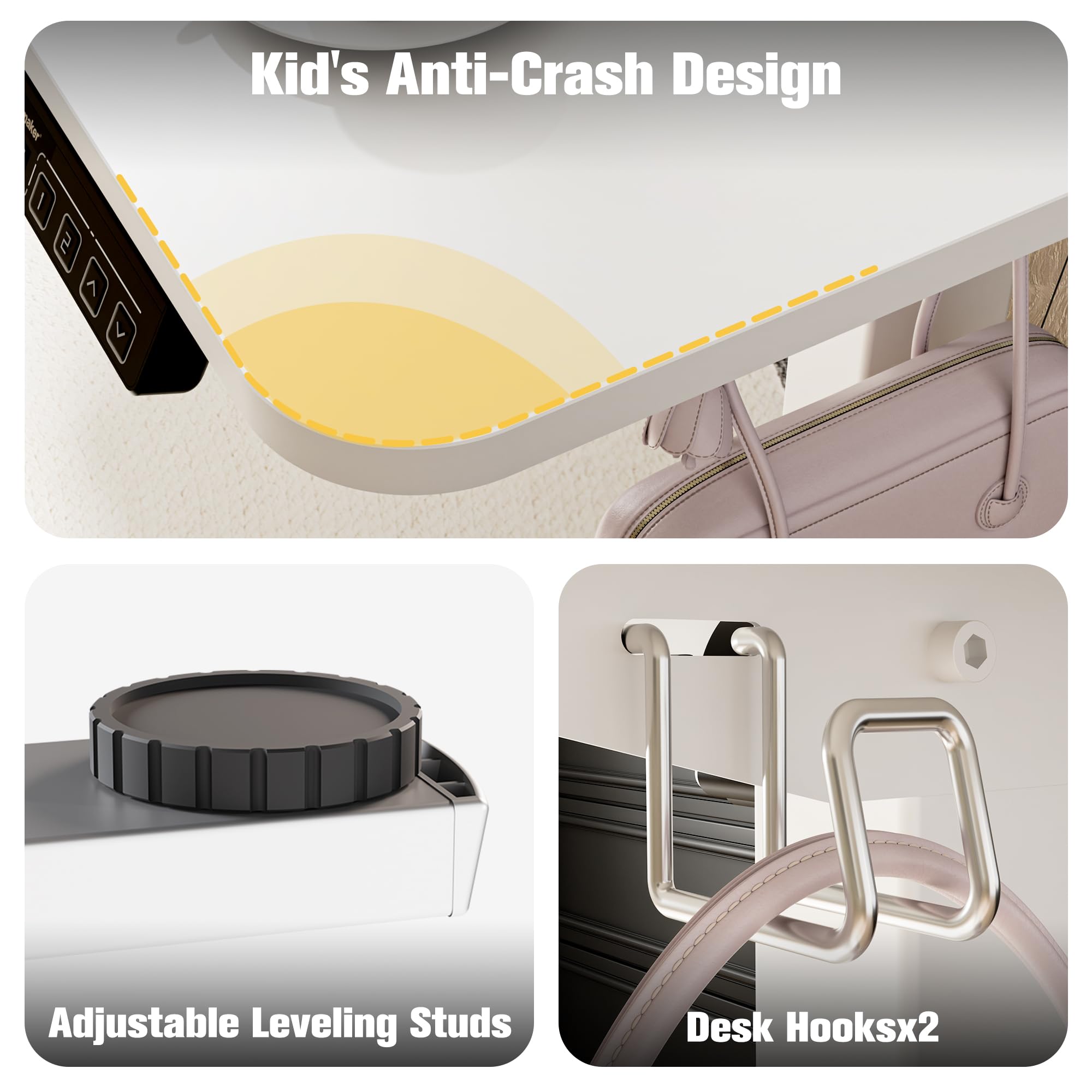 ERGOMAKER Electric Height Adjustable Standing Desk 80x60cm (31.5"x23.6"), Sit Stand Desk with Splicing Top for Home Office (Black Frame + Black Desktop)