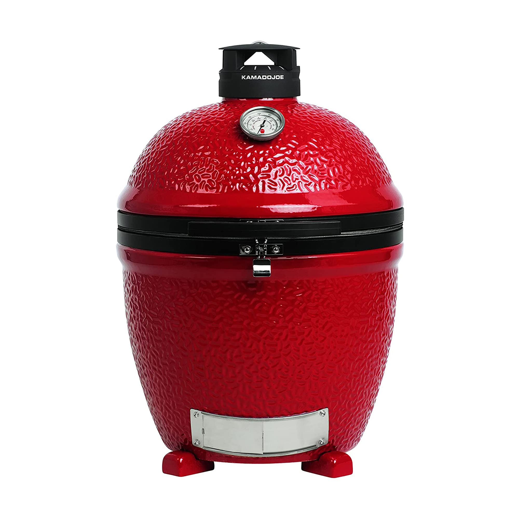 Kamado Joe KJ23RHC Classic II Smoker BBQ, Outdoor Charcoal Barbecue Grill In Red With Cast Iron Cart, Heat Deflectors And Ash Tool