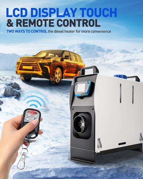 ShockFlo 12V 5KW Diesel Air Heater, All in One Parking Heater Kit with Remote Control, Silencer and LCD Display, Fast Heating, for RV Truck, Motorhomes, Boat, Bus, Car Trailer, Caravans
