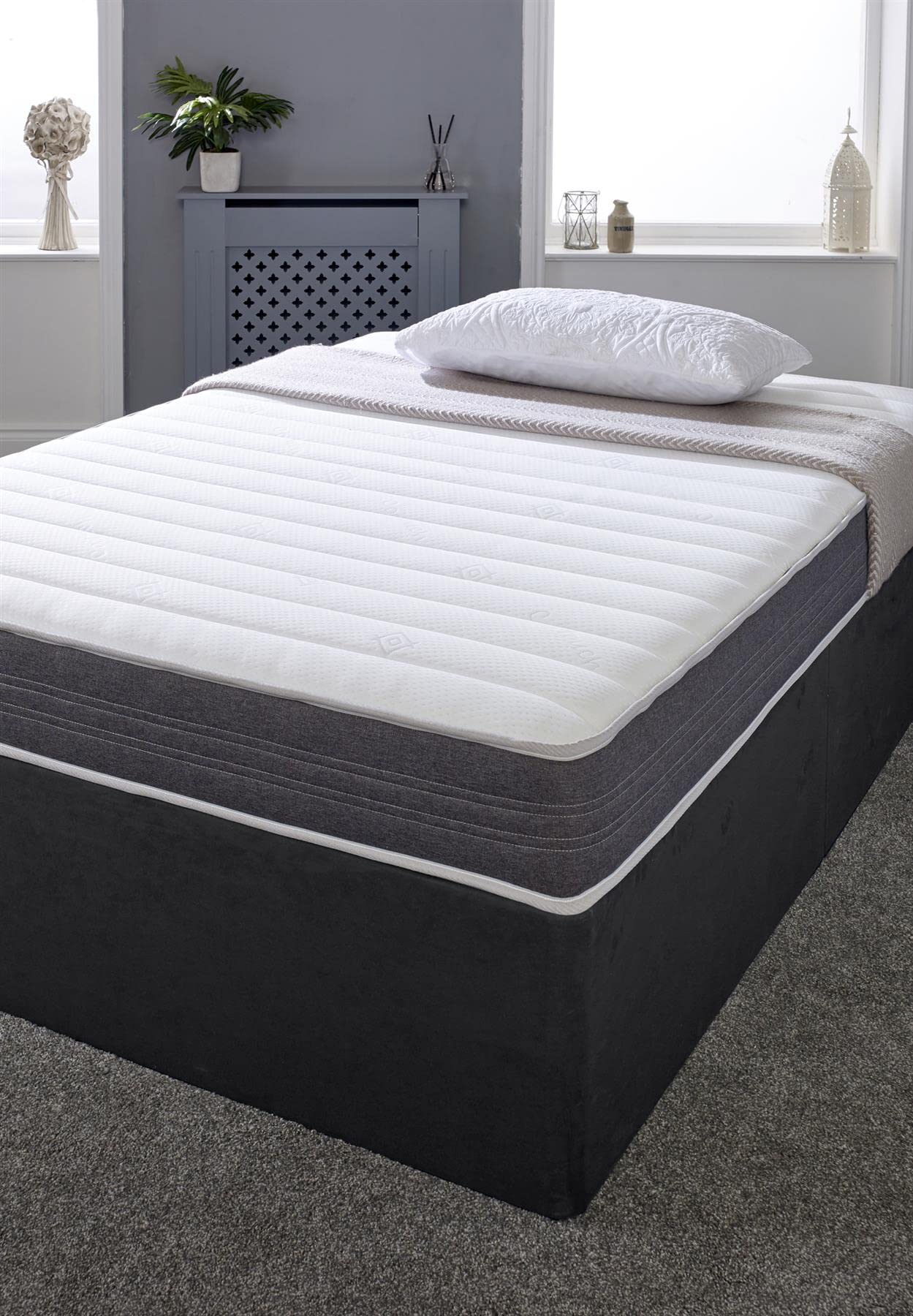 Extreme Comfort Sirocco Airflow Grey 18cms Deep Hybrid Spring & Memory Fibre Mattress, 4ft6 Double (4ft6 x 6ft3, 135cm x 190cm)