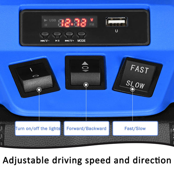 GYMAX Kids Electric Quad Bike, Children Ride On ATV with Bluetooth, Lights, Music, Horn, High/Low Speeds and Slow Start, 12 V Battery Powered Toy Car for 3-7 Years Boys Girls (Blue)